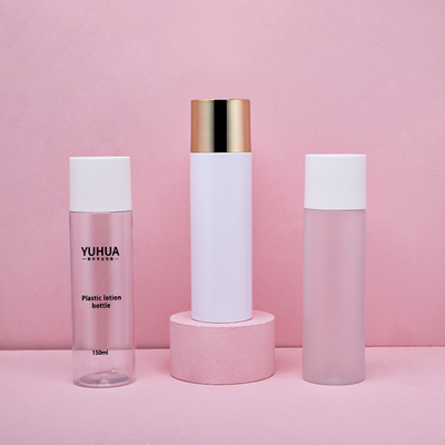 les bouteilles du conditionnement en plastique 150ml ont givré la couleur adaptée aux besoins du client claire avec le chapeau d'or d'Alu