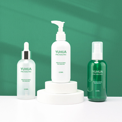 Emballage en plastique de crème de lotion d'impression d'écran en soie de bouteille de compte-gouttes de vert de 120ML 150ml