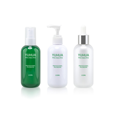 Emballage en plastique de crème de lotion d'impression d'écran en soie de bouteille de compte-gouttes de vert de 120ML 150ml