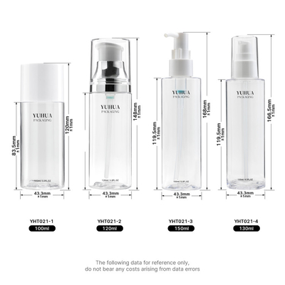 la bouteille en plastique de lotion de 100ml 130ml 150ml a givré la bouteille ronde de cylindre transparent avec la pompe