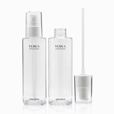 la bouteille en plastique de lotion de 100ml 130ml 150ml a givré la bouteille ronde de cylindre transparent avec la pompe