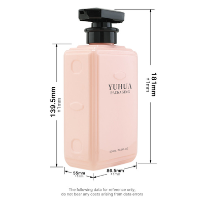 Bouteille en plastique carrée de shampooing des soins capillaires 500ml avec la bouteille en plastique cosmétique de pompe de lotion