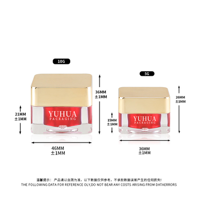 pot carré acrylique de pot de crème de 5g 10g pour l'emballage de soins de la peau