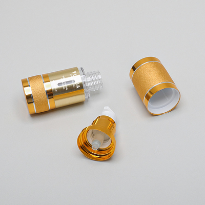 Bouteille vide de pompe d'essence de pompe de lotion de cylindre d'or privé d'air de la bouteille 15ml 30ml 50ml 100ml