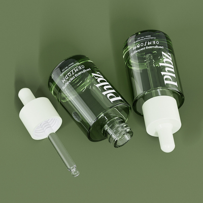 Bouteille verte en verre de luxe de sérum de bouteilles de compte-gouttes d'OEM 30ML 1oz