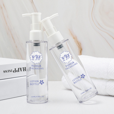 Bouteille adaptée aux besoins du client de pompe de lotion du cylindre PETG de logo pour l'emballage cosmétique