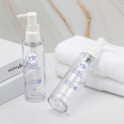 Bouteille adaptée aux besoins du client de pompe de lotion du cylindre PETG de logo pour l'emballage cosmétique