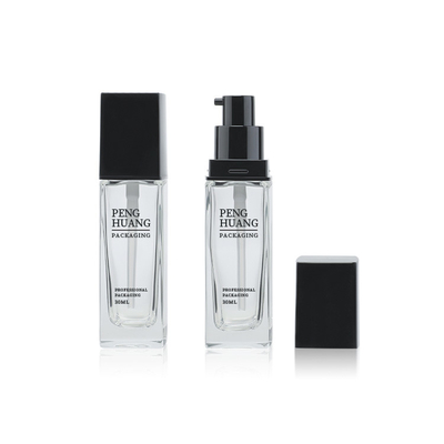 estampage à chaud de paquet cosmétique de bouteille de pompe en verre liquide de la base 30ml