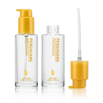 estampage à chaud de paquet cosmétique de bouteille de pompe en verre liquide de la base 80ml
