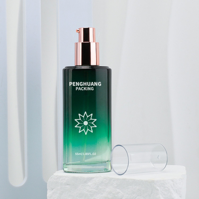 la bouteille de lotion en verre de la beauté 55ml a givré la lotion le cadeau que cosmétique de bouteille a placé le vert d'emballage de soins de la peau