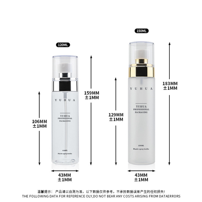 la bouteille vide de jet de 120ml 150ml a givré les bouteilles fines transparentes de jet de brume pour le toner de maquillage