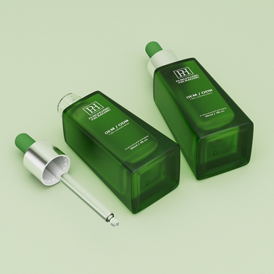 30 ml 1 oz de verre vert avec gouttelette de sérum vide
