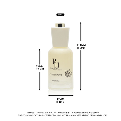 Logo personnalisé 30 ml Bouteilles de sérum en verre rond vide avec sérigraphie