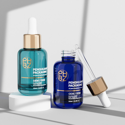 30 ml bouteilles rondes en verre avec gouttelette de sérum pour l' huile essentielle de soins capillaires