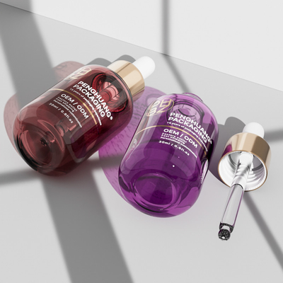 30 ml bouteilles rondes en verre avec gouttelette de sérum pour l' huile essentielle de soins capillaires