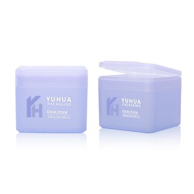 Des pots cosmétiques en plastique carré Pp 300g de maquillage, des pots cosmétiques en coton avec un capuchon