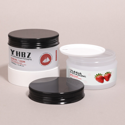 Logo personnalisable Bouteilles d'emballage en plastique rond avec bouchon à vis Contenant de beurre de corps vide