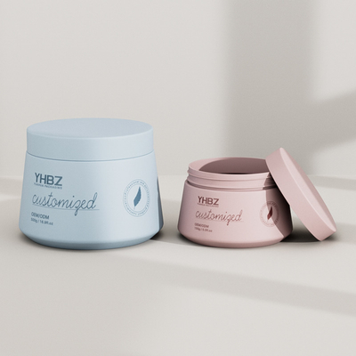 Récipient de peeling bleu mat personnalisable en plastique, crème pour le visage et le corps, pot avec couvercle