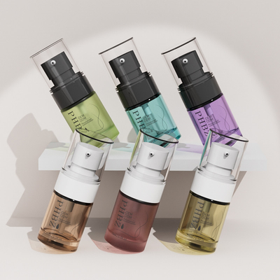 Bouteille de fondation en verre mini cylindrique de 15 ml avec pompe à lotion