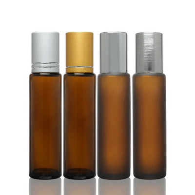 Emballage cosmétique de luxe en rouleau de verre sur bouteille avec bouchon d'or
