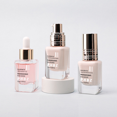 Bouteille en verre à fondation carrée transparente 15 ml Taille de l' échantillon Bouteille de lotion cosmétique
