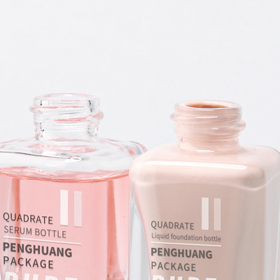 Bouteille en verre à fondation carrée transparente 15 ml Taille de l' échantillon Bouteille de lotion cosmétique