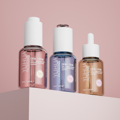 Bouteilles de gouttelette de sérum personnalisables de 50 ml ODM/OEM Bouteille en plastique de sérum d'huile claire
