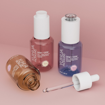 Bouteilles de gouttelette de sérum personnalisables de 50 ml ODM/OEM Bouteille en plastique de sérum d'huile claire