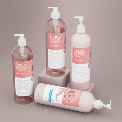 Bouteille de lotion en plastique en gros Blanc1000ml Bouteille de shampooing et de conditionneur en PET personnalisé