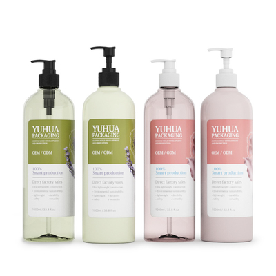 Bouteille de lotion en plastique en gros Blanc1000ml Bouteille de shampooing et de conditionneur en PET personnalisé