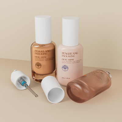 Flacons de fond de teint de 30 ml, ronds, flacons en verre vides pour fond de teint liquide