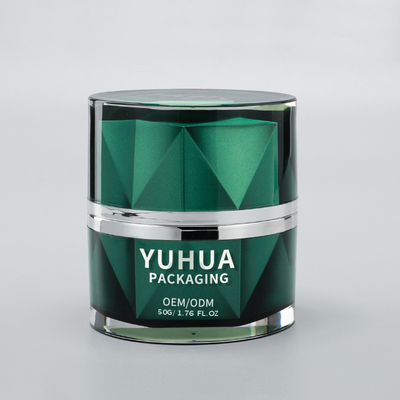 Vase de crème en plastique de luxe 50g vide vert à double paroi Vase cosmétique pour soins de la peau