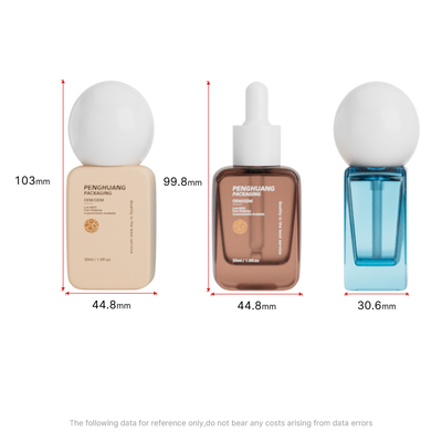 Flacons de fond de teint de luxe en gros 30ML, bouchon sphérique rond, fond épais, flacons de fond de teint liquide vides