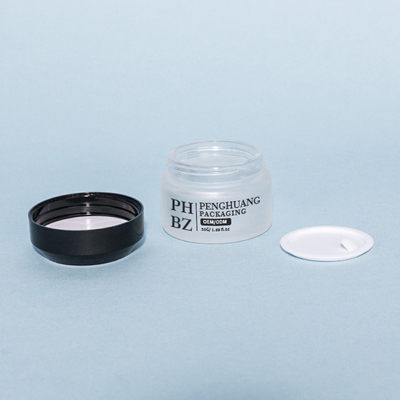 Pot cosmétique en verre mat 5-100g, pot à crème pour le visage à fond rond avec couvercle blanc