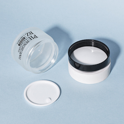 Pot cosmétique en verre mat 5-100g, pot à crème pour le visage à fond rond avec couvercle blanc