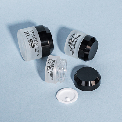 Pot cosmétique en verre mat 5-100g, pot à crème pour le visage à fond rond avec couvercle blanc