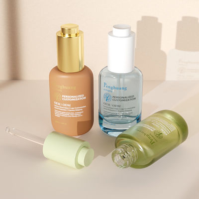 Bouteilles de gouttelette de sérum en verre personnalisées 30 ml Bouteille en verre d'huile de Hiar verte avec gouttelette de pression