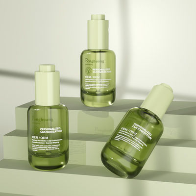 Bouteilles de gouttelette de sérum en verre personnalisées 30 ml Bouteille en verre d'huile de Hiar verte avec gouttelette de pression