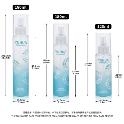 Toner personnalisé bouteille de pulvérisation cosmétique bouteille de pulvérisation en PET cylindrique clair pour le toner hydratant