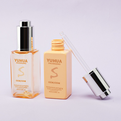 Logo personnalisé Bouteille de gouttelette en plastique carré Bouteille de sérum d' huile d' essence Pour le soin de la peau personnalisé Logo