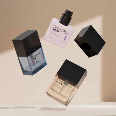 Flacons de fond de teint liquide givré pour emballage carré, capacité 25 ml, surface transparente