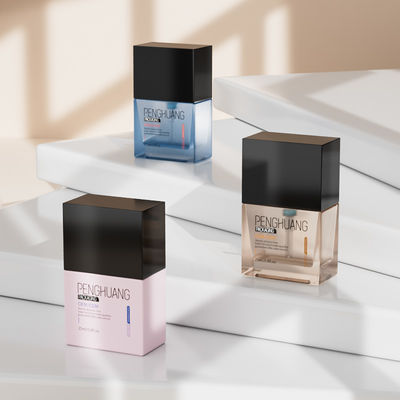 Flacons de fond de teint liquide givré pour emballage carré, capacité 25 ml, surface transparente