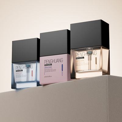 Flacons de fond de teint liquide givré pour emballage carré, capacité 25 ml, surface transparente