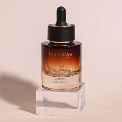 Bouteilles de gouttelettes de sérum en verre transparent pour les soins de la peau sur mesure