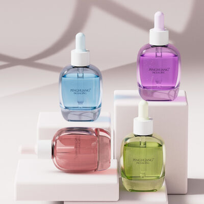 30 ml Gouttelier de sérum en verre Bouteille de sérum d'huile Bouteille de sérum avec écran de soie Étiquetage par estampage à chaud idéal pour les huiles essentielles et les produits de soins de la peau