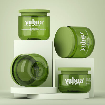 Bouteille de crème en plastique de couleur ou claire, de forme ronde, idéale pour les crèmes cosmétiques, les lotions de soins de la peau et les emballages de beauté