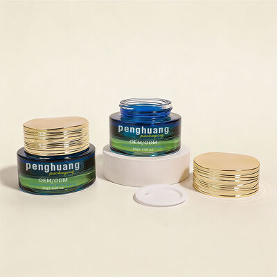 Ensemble de bouteilles en verre dégradé de luxe personnalisé pour les emballages de soins de la peau et de la beauté OEM ODM Ensemble de bouteilles en verre cosmétique avec pot