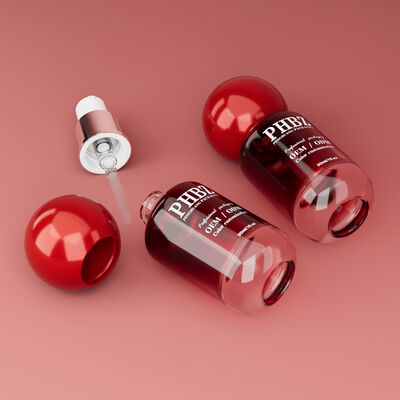 Flacon cosmétique vide en verre dégradé rouge de 30 ml / 1 oz avec bouchon à bille ronde, emballage de soins de la peau personnalisé couleur OEM ODM pour lotion et huile essentielle