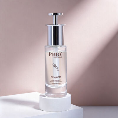 Cylinder Serum Dropper Bottles Featuring Glass Collar Material Custom Color Variants Ideal for Skincare Product Packaging