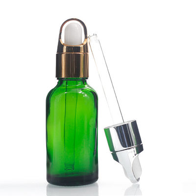 Les bouteilles faites sur commande de l'huile 30ml essentielle forment en rond les bouteilles vertes de compte-gouttes
